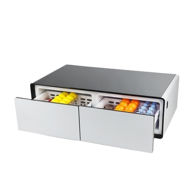 モダン アルミ リビング 家具 引き出しとガラストップ冷蔵庫のコーヒーテーブル