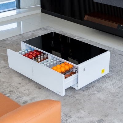 現代のヨーロッパ様式 暖かいガラス 黒 スマートコーヒーテーブル リビング 部屋の家具
