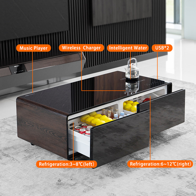 リビングルーム家具 茶碗とワイヤレス充電付きの多機能冷蔵庫テーブル