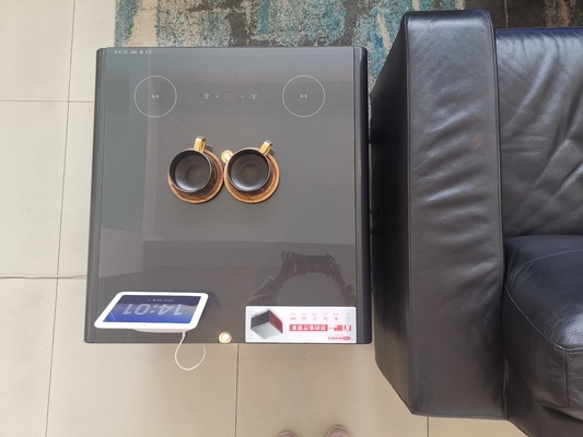 モダン スマート コーヒーテーブル テンプレート ガラス トップ と ワイン クーラー 総重量 33.5KGS