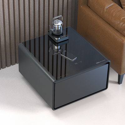 現代の折りたたみガラスLEDライト 無線充電 家庭用オフィス家具のためのコーヒーテーブル