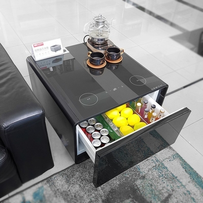 スマートコーヒーテーブル レッドワインクーラー 冷蔵庫 3Dプリントガラスドア家具