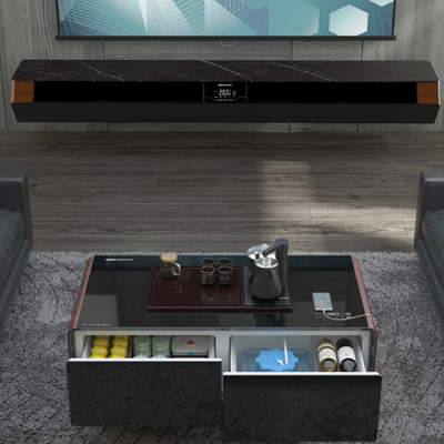 モダンな木製テレビテーブルキャビネット 多機能電気LEDタッチエアコン