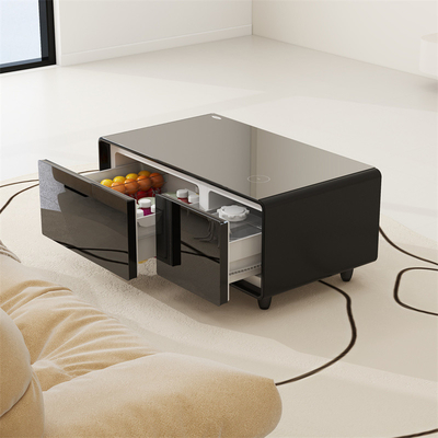 スマート冷蔵庫 コーヒーテーブル 2つの冷蔵引き出し 75W 温熱ガラスドア