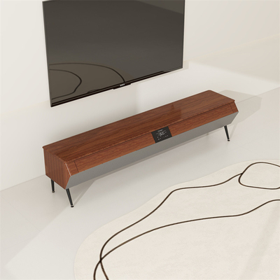スマート家具 LEDアトмосфераライトと固木サイドシェル付きの木製テレビスタンド