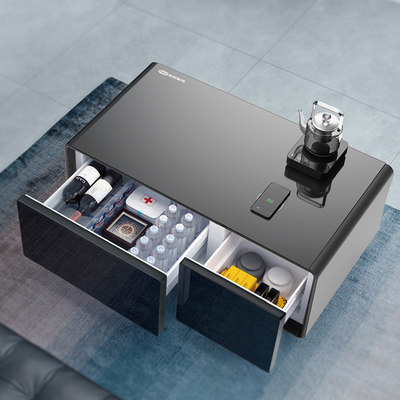 2024 スマートコーヒーテーブル ミニ 無線充電 リビングルーム家具用 双ドア冷蔵庫