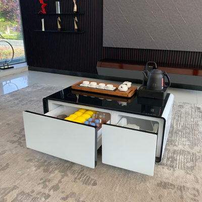 現代のリビングルーム家具 無線充電器 コーヒーテーブル 二重冷蔵庫の引き出し
